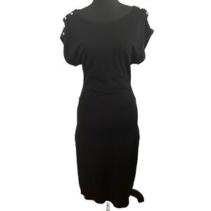 White House Black Market Black Knit Pull on Dress. Size 8
